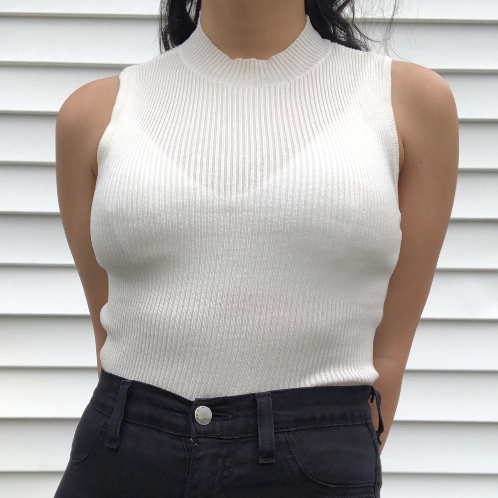 Forever 21 Cream White Knit Sweater Tank Top